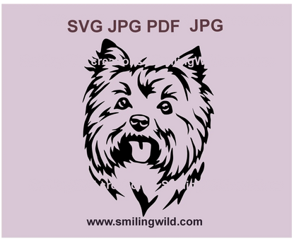 Cute Yorkshire Terrier Dog face SVG, PNG & DXF clipart  – ideal for Cricut, Silhouette, and laser engraving projects