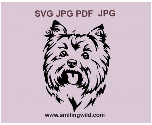 Cute Yorkshire Terrier Dog face SVG, PNG & DXF clipart  – ideal for Cricut, Silhouette, and laser engraving projects