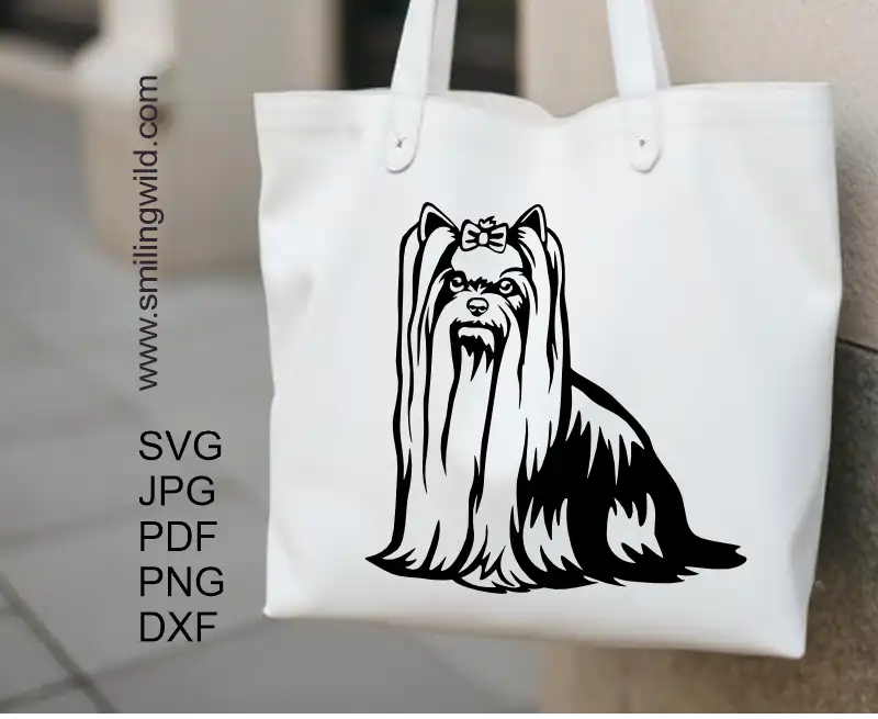 Yorkshire Terrier full body black SVG DXF PNG clipart digital cut file for Cricut machines and engraving projects